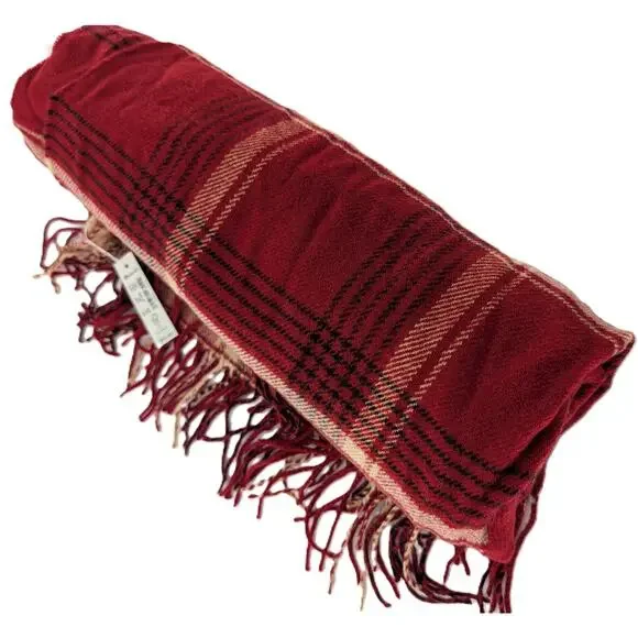 Madewell Red Tartan Plaid Cape Scarf Shawl Ruana - Picture 4 of 12